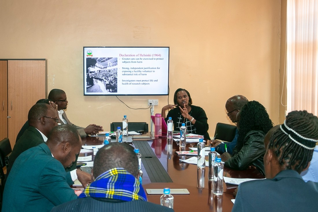 Dr. James Kay and Prof. Jackson Kithetu during a Research Ethics Workshop